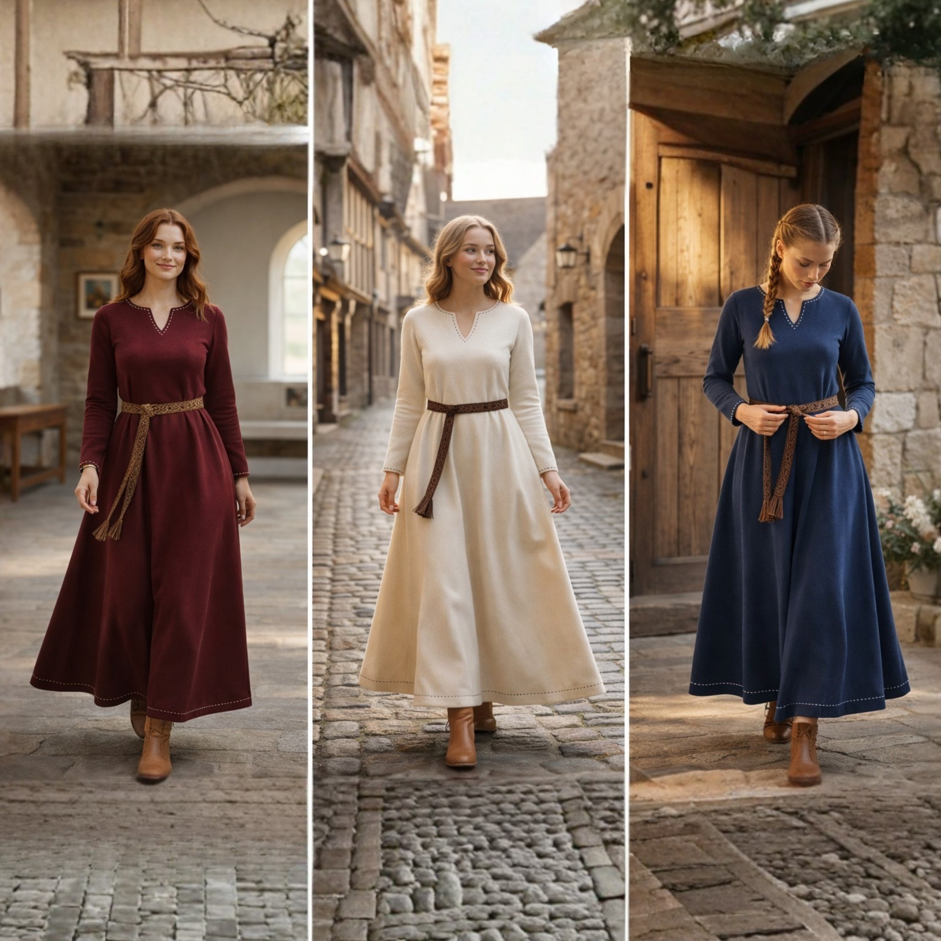 FREYA Cotton Natur - Sous-robe médiévale viking en coton 