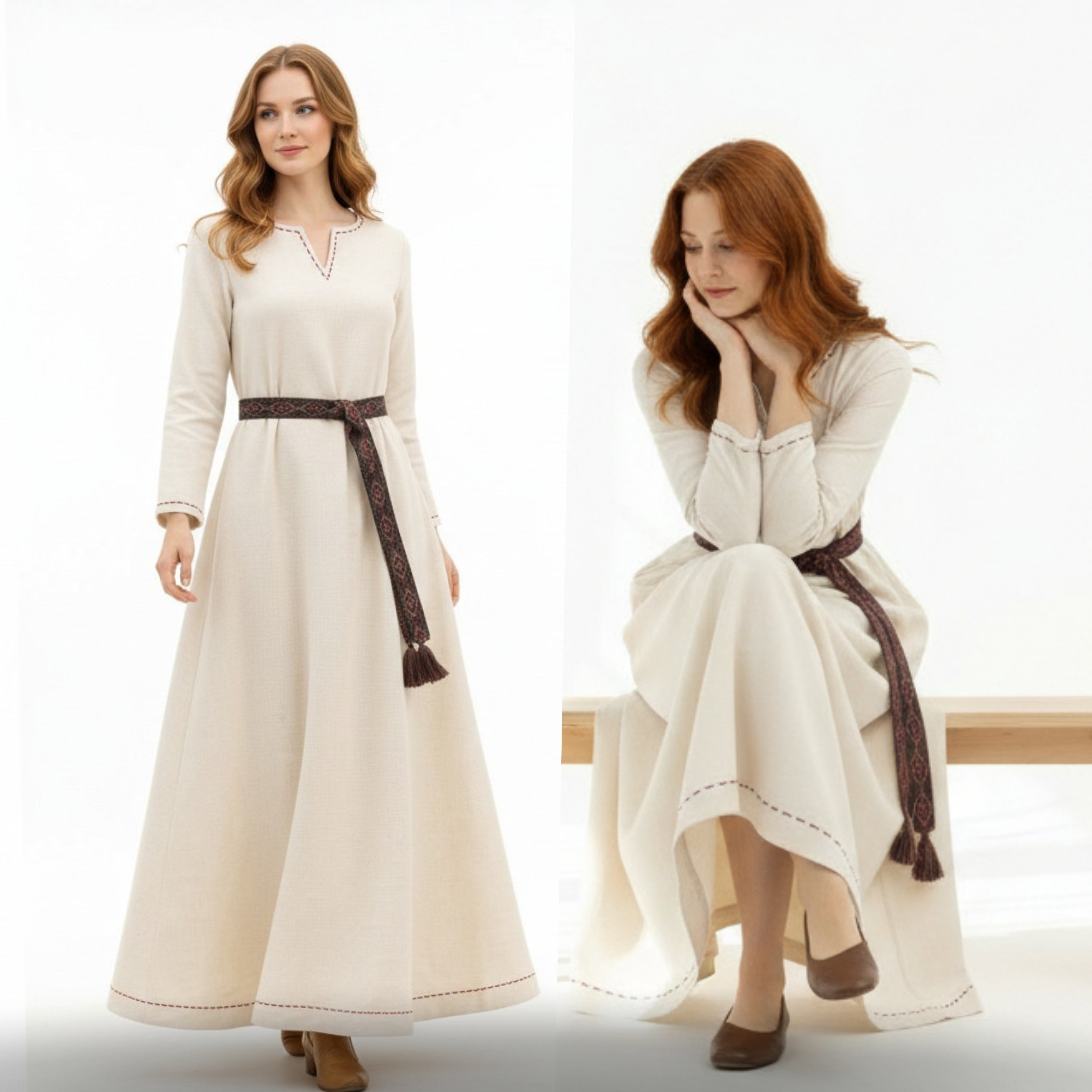 FREYA Cotton Natur - Sous-robe médiévale viking en coton 