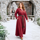 FRENA — Burgundy Cotton Canvas Viking Underdress with Hidden Pockets