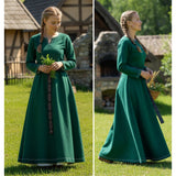 FREYA Medieval Viking Underdress FOREST GREEN - 100% Cotton Canvas | Handmade LARP | S-10XL