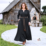 FRENA — Black Cotton Canvas Viking Underdress with Hidden Pockets (Copy)