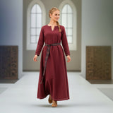 FREYA Medieval Viking Underdress BURGUNDY - 100% Cotton Canvas | Handmade LARP | S-10XL