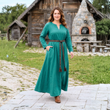FRENA — Forest Green  Cotton Canvas Viking Underdress with Hidden Pockets