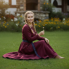 FREYA Coton Bordeaux - Sous-robe médiévale viking