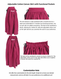 ANIKA Cotton Canvas Burgundy Skirt : Medieval Viking Renaissance Women Skirt