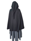 ANITA Black Wool Riding Cape – Medieval Viking Woolen Cloak with Hood