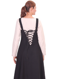 ANNA Wolle Schwarz - Mittelalterliches Wikinger-Schürzenkleid aus Wolle
