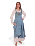 ANNA Wool Blue- Medieval Viking Wool Apron Dress