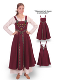 ANNA Burgunderfarbenes Schürzenkleid aus Wolle - Mittelalterliches Wikinger-Schürzenkleid aus Wolle