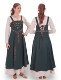 ANNA Grünes Wollschürzenkleid - Mittelalterliches Wikinger-Wollschürzenkleid