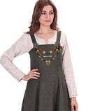 ANNA Wolle Khaki - Mittelalterliches Wikinger-Schürzenkleid aus Wolle