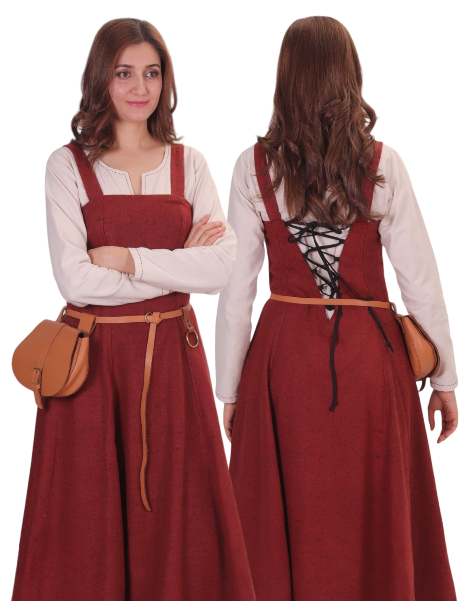 ANNA Wool Orange - Medieval Viking Wool Apron Dress – bycalvina