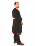 ARTHUR Cotton Black/Burgundy Tunic : Medieval Viking Renaissance Long Sleeve Cotton Tunic