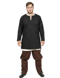 AWE Black Wool Over Tunic - Medieval Viking Woolen Tunic