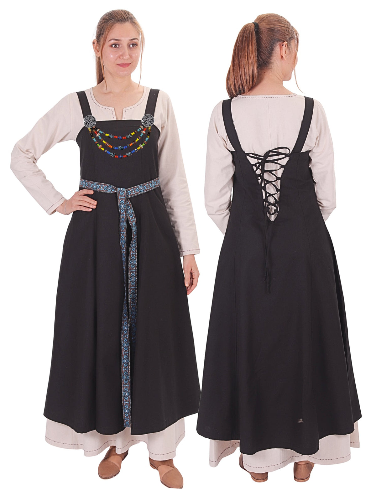 Robe tablier médiévale viking en coton Canna Cotton Black