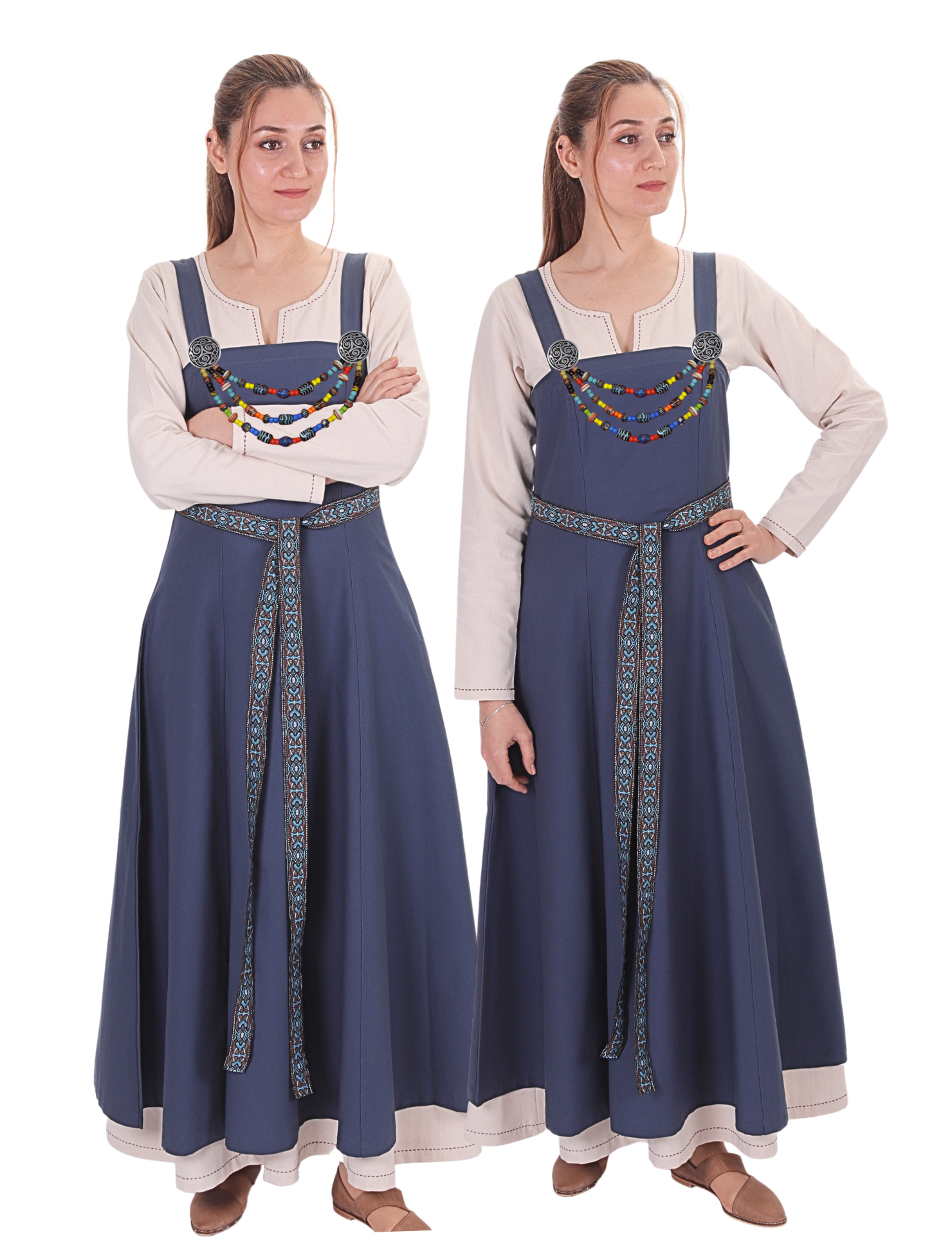 Canna Cotton Blue - Medieval Viking Apron Dress bycalvina Canna Cotton Blue - Medieval Viking Apron Dress bycalvina