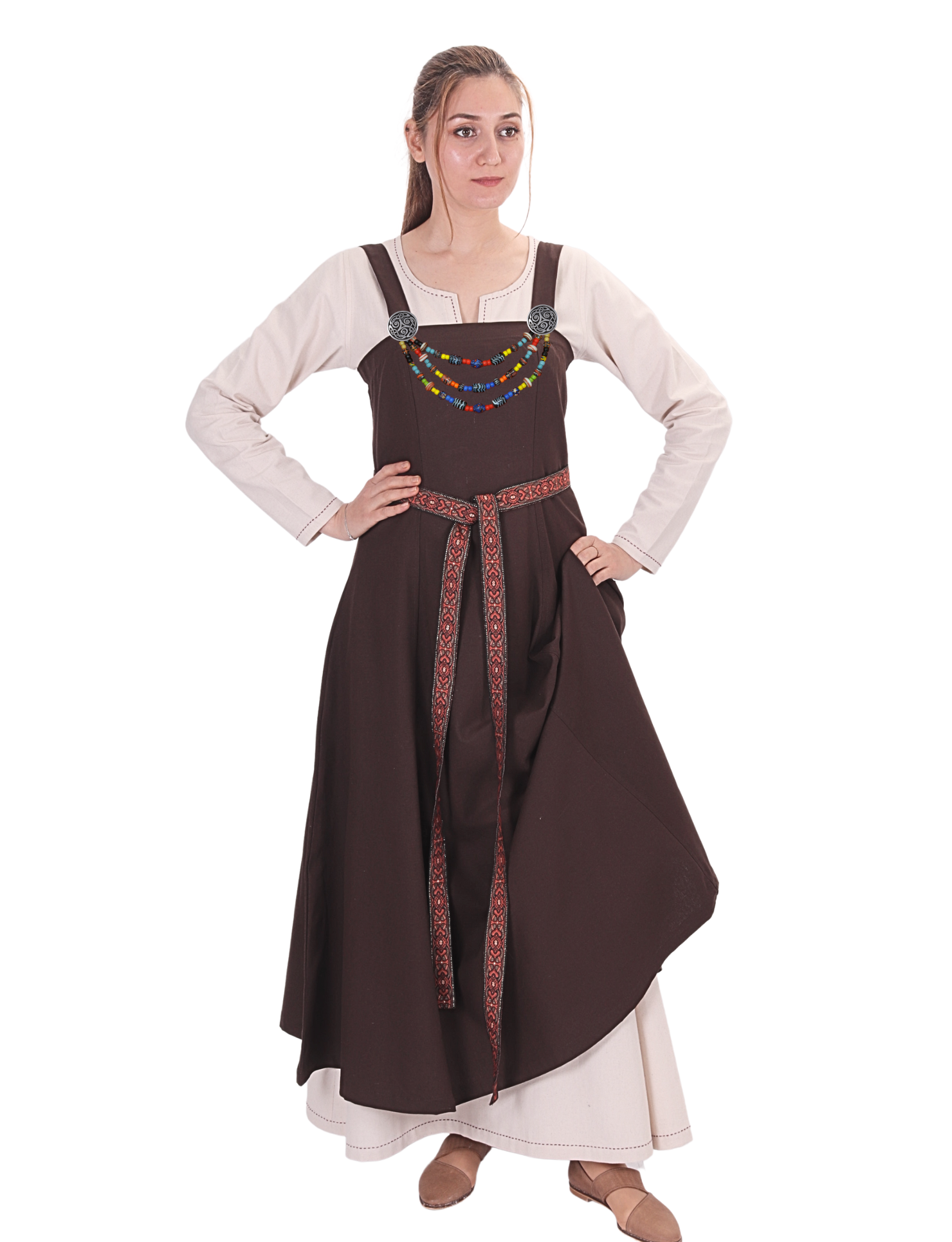 Canna Cotton Brown - Medieval Viking Apron Dress bycalvina Canna Cotton Brown - Medieval Viking Apron Dress bycalvina