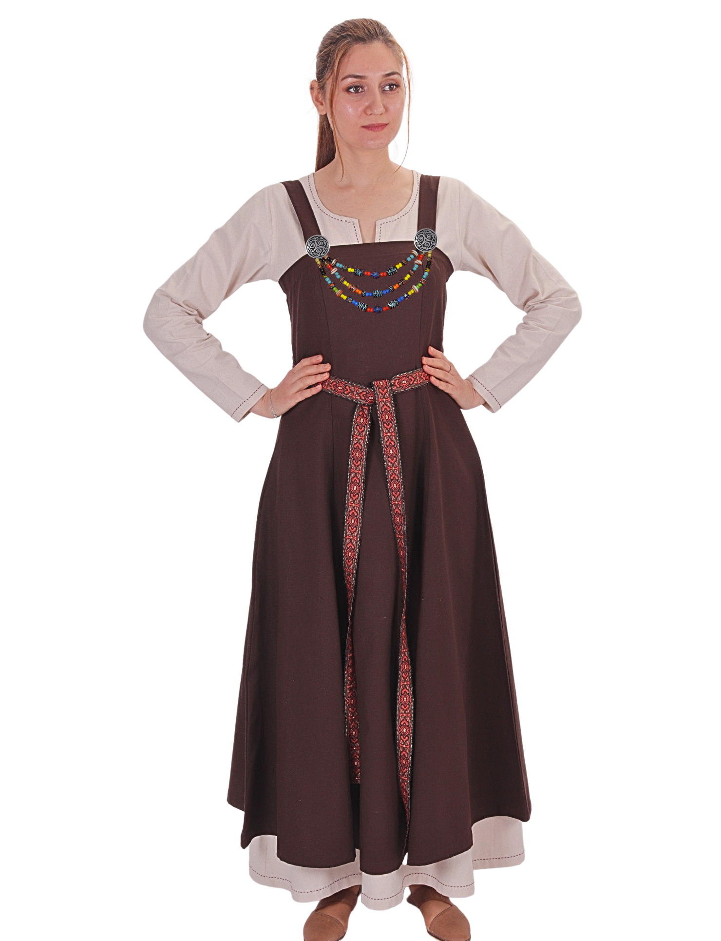 Canna Cotton Brown - Medieval Viking Apron Dress bycalvina Canna Cotton Brown - Medieval Viking Apron Dress bycalvina