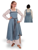 FIONA WOOL Blue - Medieval Viking Wool Apron Dress