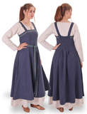 FIONA WOOL Indigo Blue - Medieval Viking Wool Apron Dress