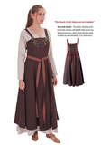 FIORE Cotton Brown Apron Dress: Authentic Medieval Viking Cotton Pinafore