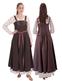 FIORE Cotton Brown Apron Dress: Authentic Medieval Viking Cotton Pinafore
