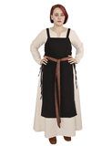 GYDA WOOL Black - Medieval Viking Wool Apron Pinafore Dress