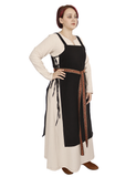 GYDA WOOL Black - Medieval Viking Wool Apron Pinafore Dress