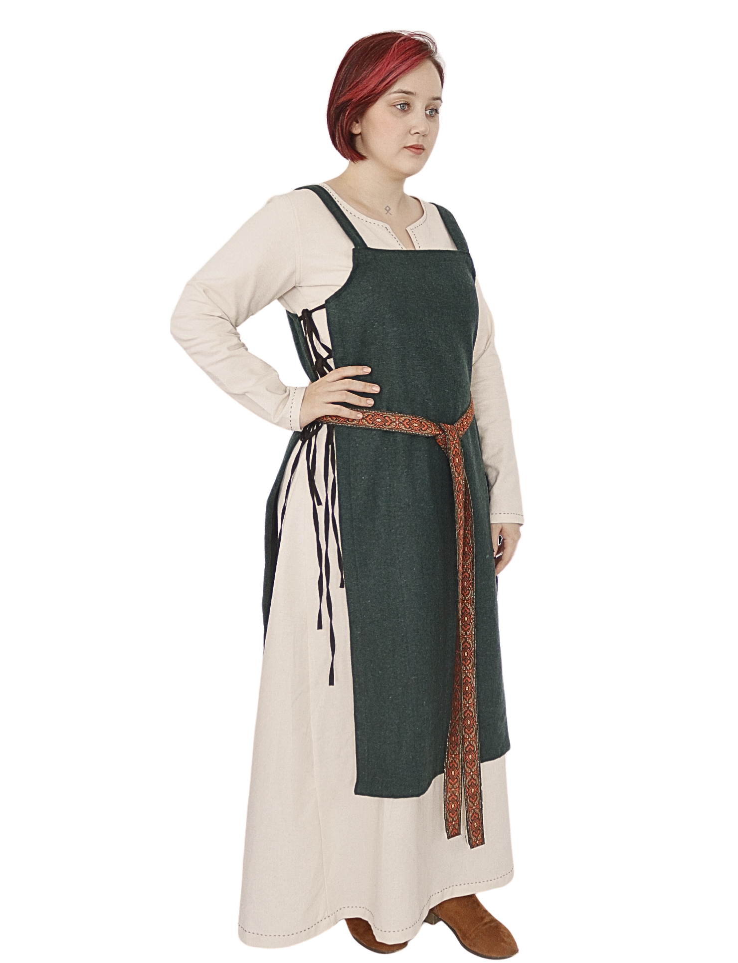 GYDA WOOL Green - Medieval Viking Wool Apron Pinafore Dress – bycalvina