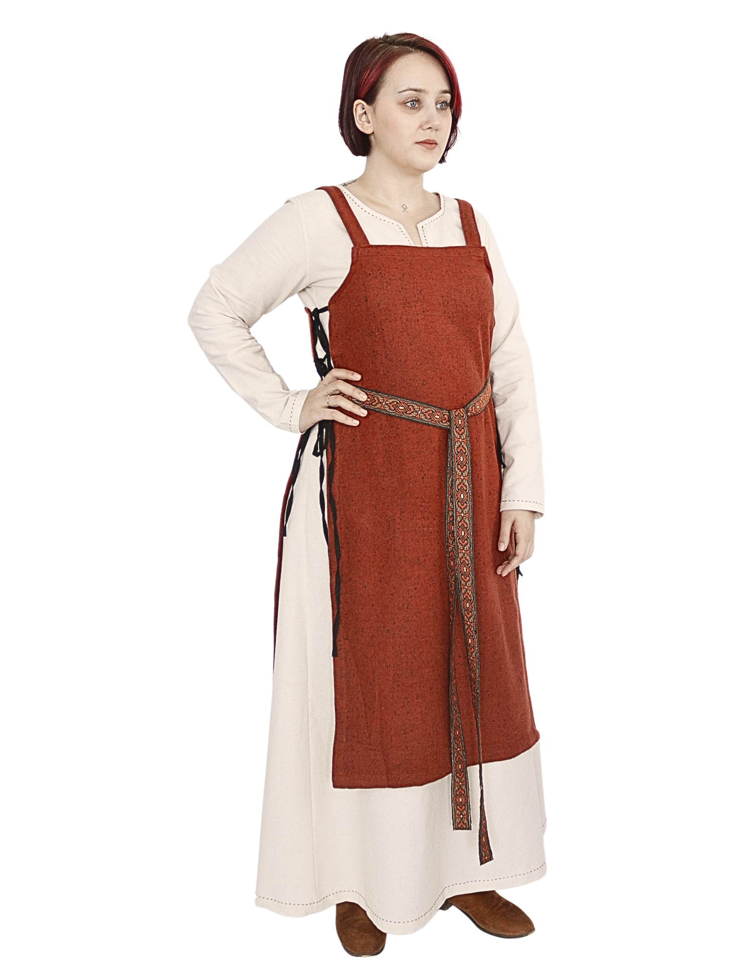 GYDA WOOL Orange - Medieval Viking Wool Apron Pinafore Dress – bycalvina