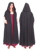 KAYLA WOOL Black – Medieval Viking Wool Coat Cloak with Pockets