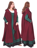 KAYLA WOOL  Burgundy – Medieval Viking Wool Coat Cloak with Pockets
