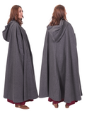KAYLA WOOL Grey – Medieval Viking Wool Coat Cloak with Pockets