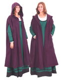 KAYLA  WOOL Purple – Medieval Viking Wool Coat Cloak with Pockets
