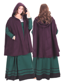 KELLY WOOL Purple Short Cloak – Medieval Viking Wool Short Cloak with Hood and Pockets