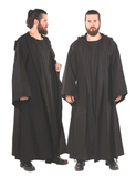 Merlin Cotton Black – Medieval Viking Cotton Canvas Hooded Robe
