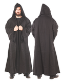 Merlin Cotton Black – Medieval Viking Cotton Canvas Hooded Robe