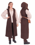 NORA Wool Battle Brown Coat Dress – Medieval Viking Open-Front Surcoat (S–6XL)