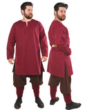 ODIN Burgunderrote Tunika aus Baumwoll-Canvas - Mittelalterliche Wikinger-Tunika aus Baumwoll-Canvas für Herren 