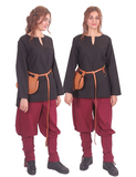 SARA Cotton Black - Mittelalterliche Wikinger-Tunika aus Baumwollcanvas für Damen 