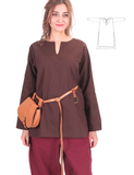 SARA Cotton Brown - Mittelalterliche Wikinger-Tunika für Damen 