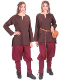 SARA Cotton Brown - Mittelalterliche Wikinger-Tunika für Damen 