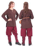 SARA Cotton Brown - Mittelalterliche Wikinger-Tunika für Damen 