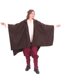 STELLA  Wool  Brown – Medieval Viking and Daily Use Maxi Hooded Wool Poncho