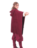 STELLA  Wool  Burgundy – Medieval Viking and Daily Use Maxi Hooded Wool Poncho