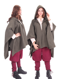 STELLA Wool  Khaki – Medieval Viking and Daily Use Maxi Hooded Wool Ponch