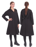 TYRA Schwarze Tunika aus Baumwoll-Canvas - Mittelalterliche Wikinger-Tunika aus Baumwoll-Canvas mit Kapuze für Damen 